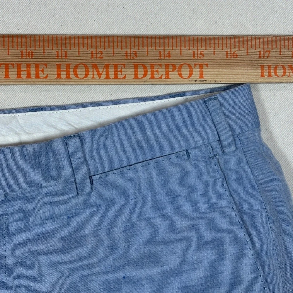 J. Hilburn Mens Light Blue Linen Cotton Blend Tailored Dress Pants Size 33x32